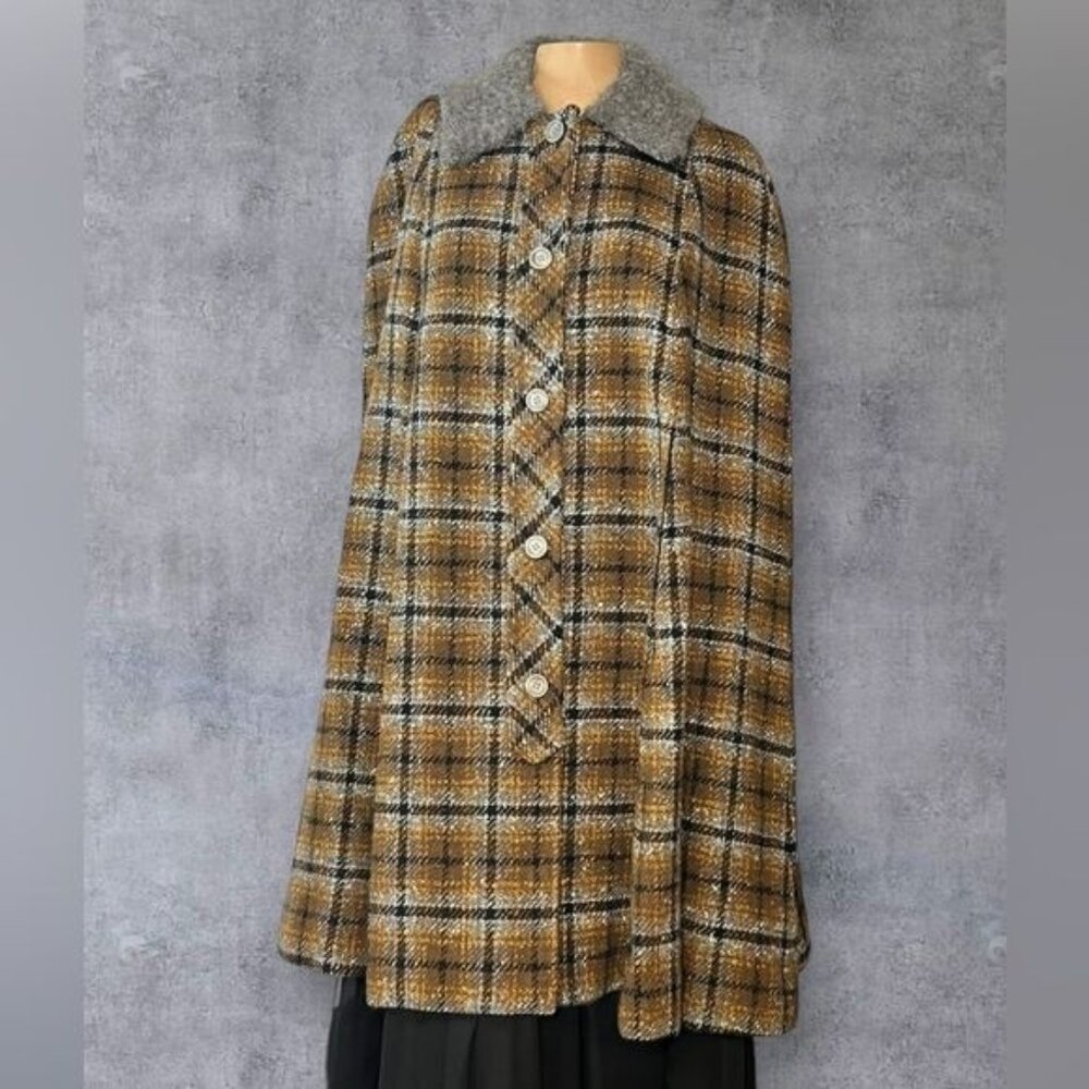 Pendleton 100% Virgin Wool Plaid Cape Coat